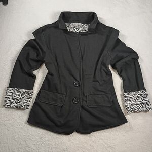 Madmadel Black Blazer Jacket Zebra Lining Size M